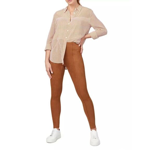 New! SPANX Rich Caramel High Waist Faux Suede Leggings, SP - Picture 1 of 9